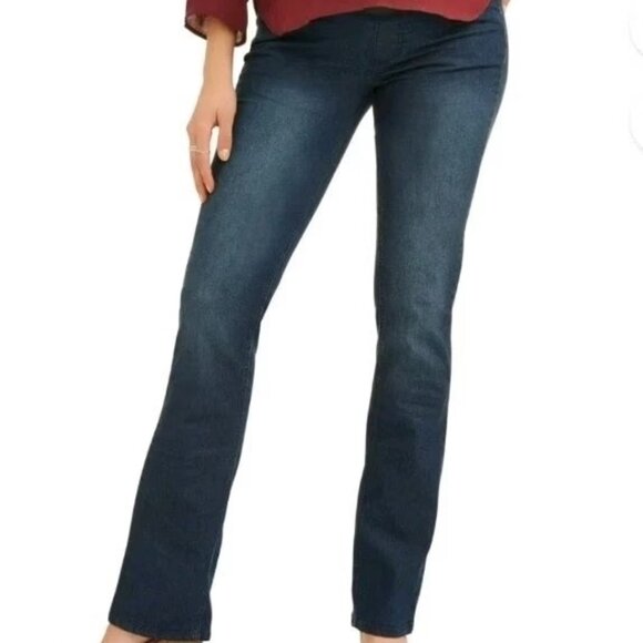 Plus Size Maternity Straight Leg Jeans with Over-Belly Panel Blue Denim, 3X - Picture 1 of 4